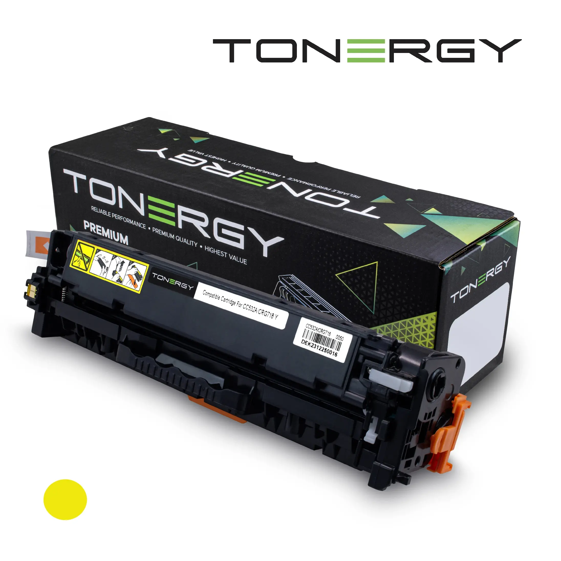 Тонер касета, Tonergy, Yellow, 2.8K – съвместима с HP CC532A (304A) и Canon CRG-718/CRG-318/CRG-418/CRG-118
