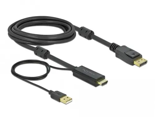Καλώδιο Delock HDMI αρσενικό - DisplayPort USB αρσενικό, 4K 30 Hz, 3 m, Μαύρο - 1
