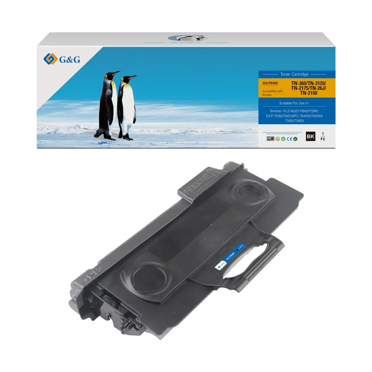 УНИВЕРСАЛНА КАСЕТА ЗА BROTHER HL 2140/2150N/2170W/2100 Series/MFC 7440/7840 - TN2110 (TN-2110/) / TN2120 (TN-2120) - Black - PN NT-P0360J/NT-PB360 - G&G - image 1