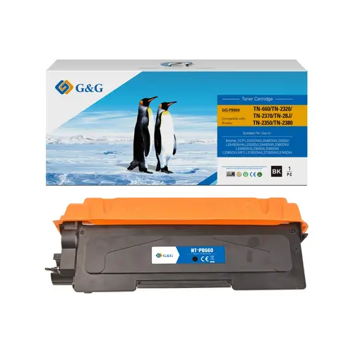 УНИВЕРСАЛНА КАСЕТА ЗА BROTHER HL L2300D/L2340DW/L2360DN/L2365DW/DCP L2500D/L2520DW/L2540DN/MFC L2700DW - HIGH CAPACITY - TN2320 (TN-2320)/TN2350 (TN-2350)/TN2380 (TN-2380)/TN660 (TN-660) - Black - PN NT-CB660/NT-PB660 - G&G