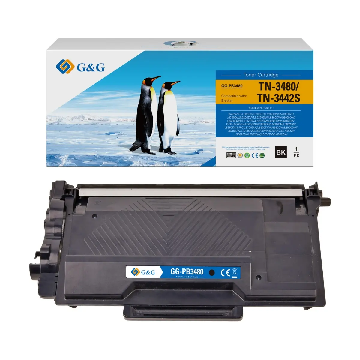 КАСЕТА ЗА BROTHER HL L5000/L5100/L5200/L6250/L6300/L6400/DCP L5500/L6600/MFC L5700/L5750/L6800/L6900 - HIGH CAPACITY - TN3480 (TN-3480) - Black - PN NT-PB3480 - G&G - image 1