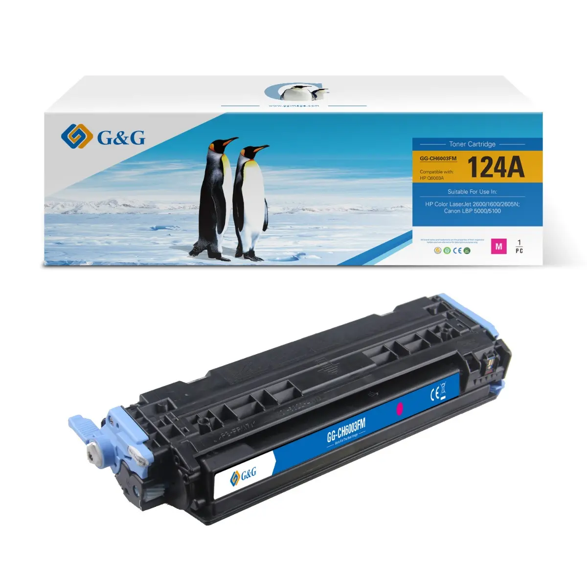 УНИВЕРСАЛНА КАСЕТА ЗА HP Color Laserjet 2600/1600/2605N/CANON LBP 5000/5100 - /124A/ - Q6003A / CRG707M (CRG-707M) - Magenta - PN NT-C6003FM/707FM/NT-CH6003FM - G&G