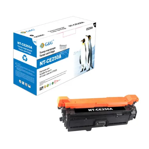 Тонер касета, G&G NT-CH250BK, Black – съвместима с HP CE250A (504A), LaserJet CM3530/CP3525