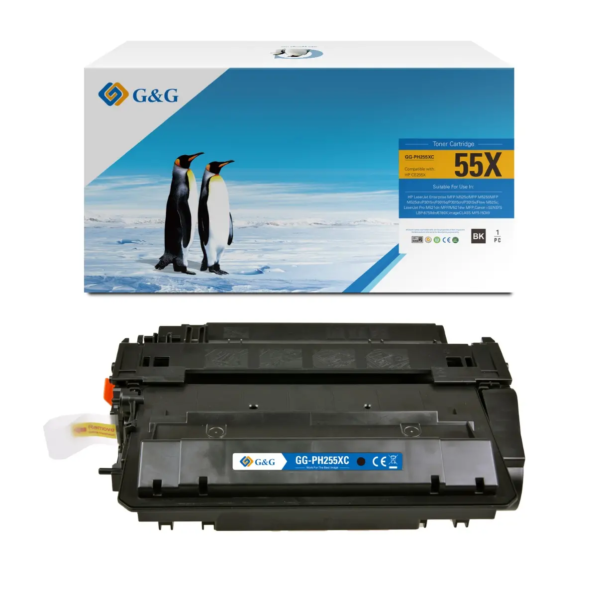 CARTUȘ PENTRU HP Laserjet P3015 - CAPACITATE MARE - Negru - /55X/ - CE255X - CU CIP - PN NT-C0255XC/NT-CH255XC/NT-PH255XC - G&G