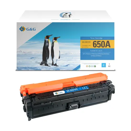 Тонер касета, G&G NT-CH271FC, Cyan – съвместима с HP CE271A (650A), Color LaserJet CP5520/CP5525
