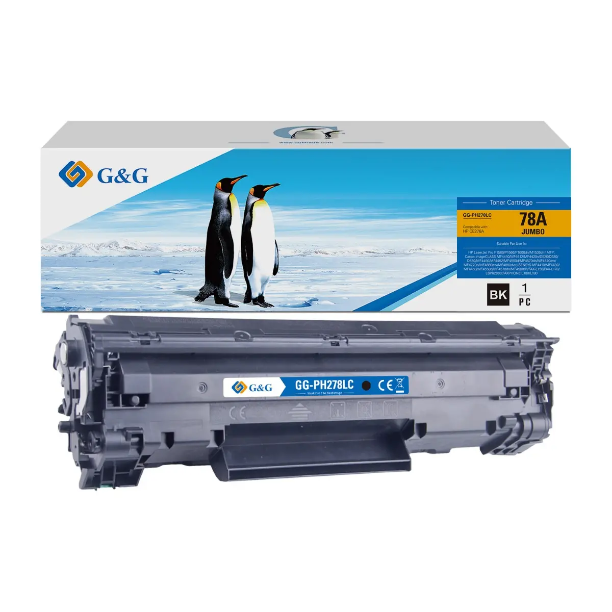 УНИВЕРСАЛНА КАСЕТА (JUMBO) ЗА HP Laserjet P1566/P1606 - EXTRA HIGH CAPACITY - CE278A/CRG-128 (CRG128) - JUMBO - Black - PN NT-CH278CJ-OA - G&G