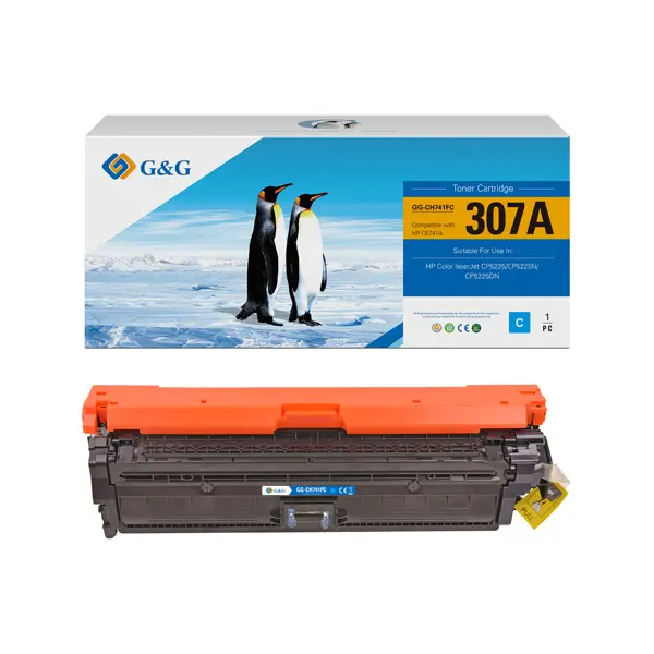 КАСЕТА ЗА HP Color Laserjet CP 5225/5225n/5225dn - /307A/ - Cyan - CE741A - PN NT-CH741FC - G&G