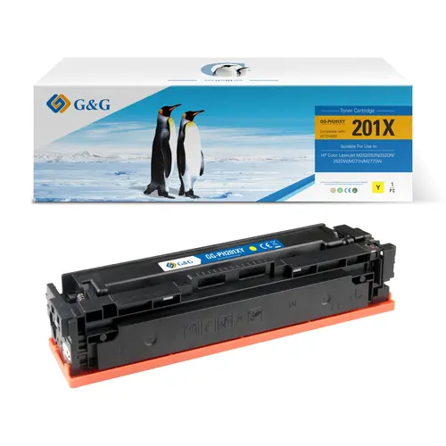 Τόνερ, G&G NT-PH201XY, Κίτρινο, υψηλής χωρητικότητας – συμβατό με HP CF402X (201X), Color LaserJet Pro M252/M252N/M252DN/M252DW/M277N/M277DW - 1