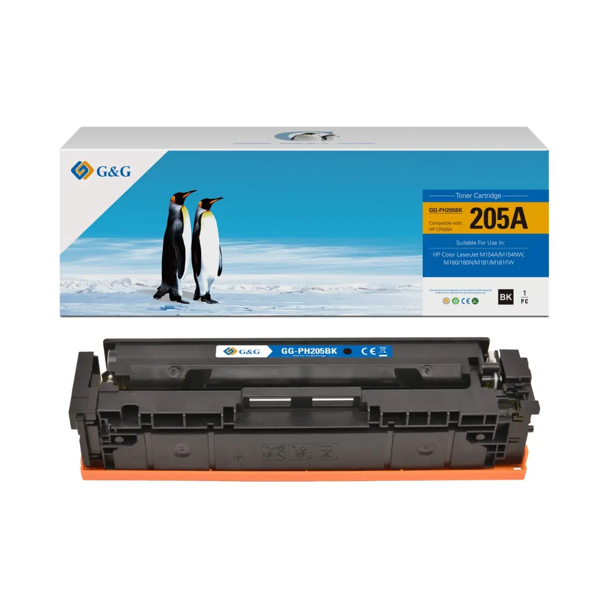 КАСЕТА ЗА HP Color Laserjet M154A/M154NW/Pro MFP M180n/MFP M181fw - Black - /205A/ - CF530A - PN NT-PH205QFBK - G&G