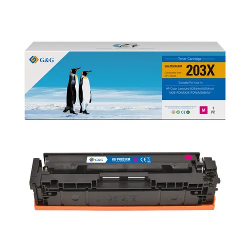Тонер касета, G&G NT-PH203XM, Magenta, висок капацитет – съвместима с HP CF543X (203X), Color LaserJet M254dw/M254nw/Color LaserJet M281FDN/M281FDW/M280NW