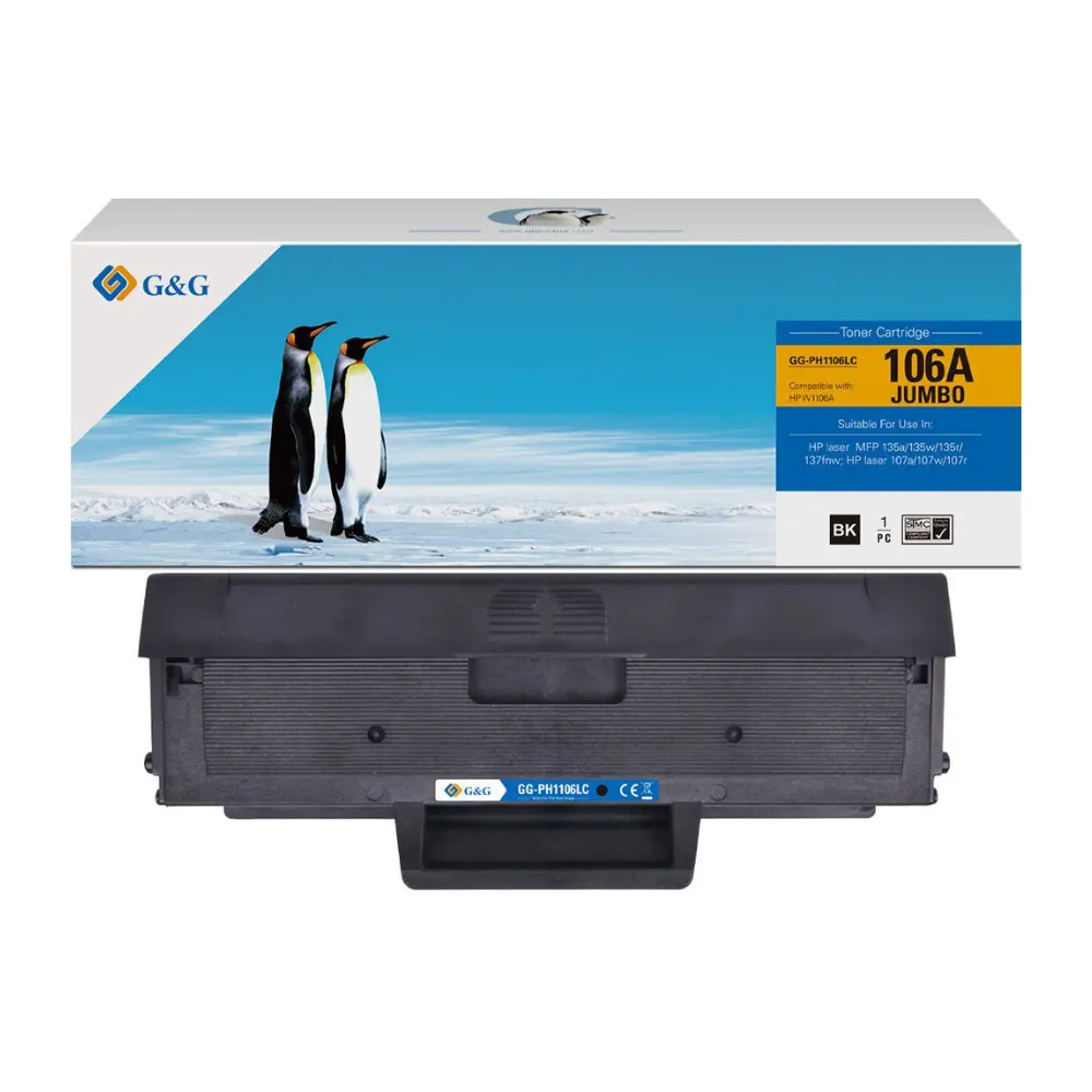 КАСЕТА (JUMBO) ЗА HP Laser MFP 135/137/107 - JUMBO - EXTRA HIGH CAPACITY - WITH CHIP / С ЧИП - /106A/ - W1106A - Black - PN NT-PH1106LC - G&G