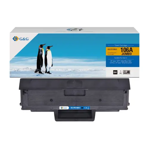 Тонер касета, G&G NT-PH1106LC, JUMBO, екстра висок капацитет, с чип, Black – съвместима с HP W1106A (106A), Laser MFP 135/137/107