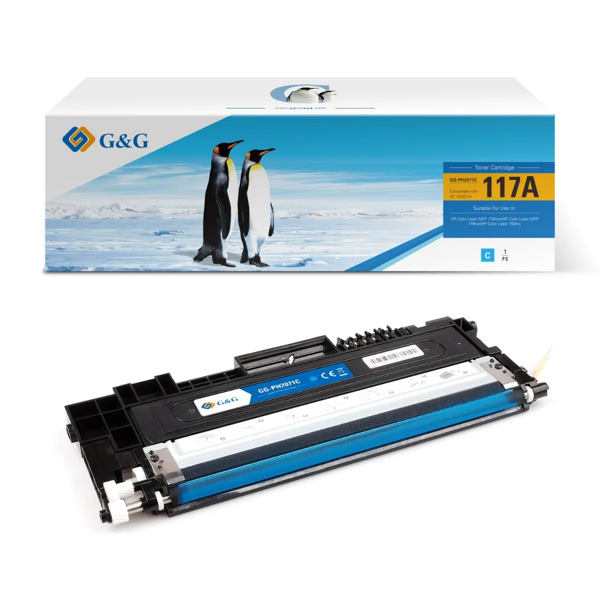 Cartuș (JUMBO) pentru HP Color Laser MFP 179FNW/MFP 178NW/150NW - JUMBO - Cyan - /117A/ - W2071A - PN NT-PH2071C - G&G