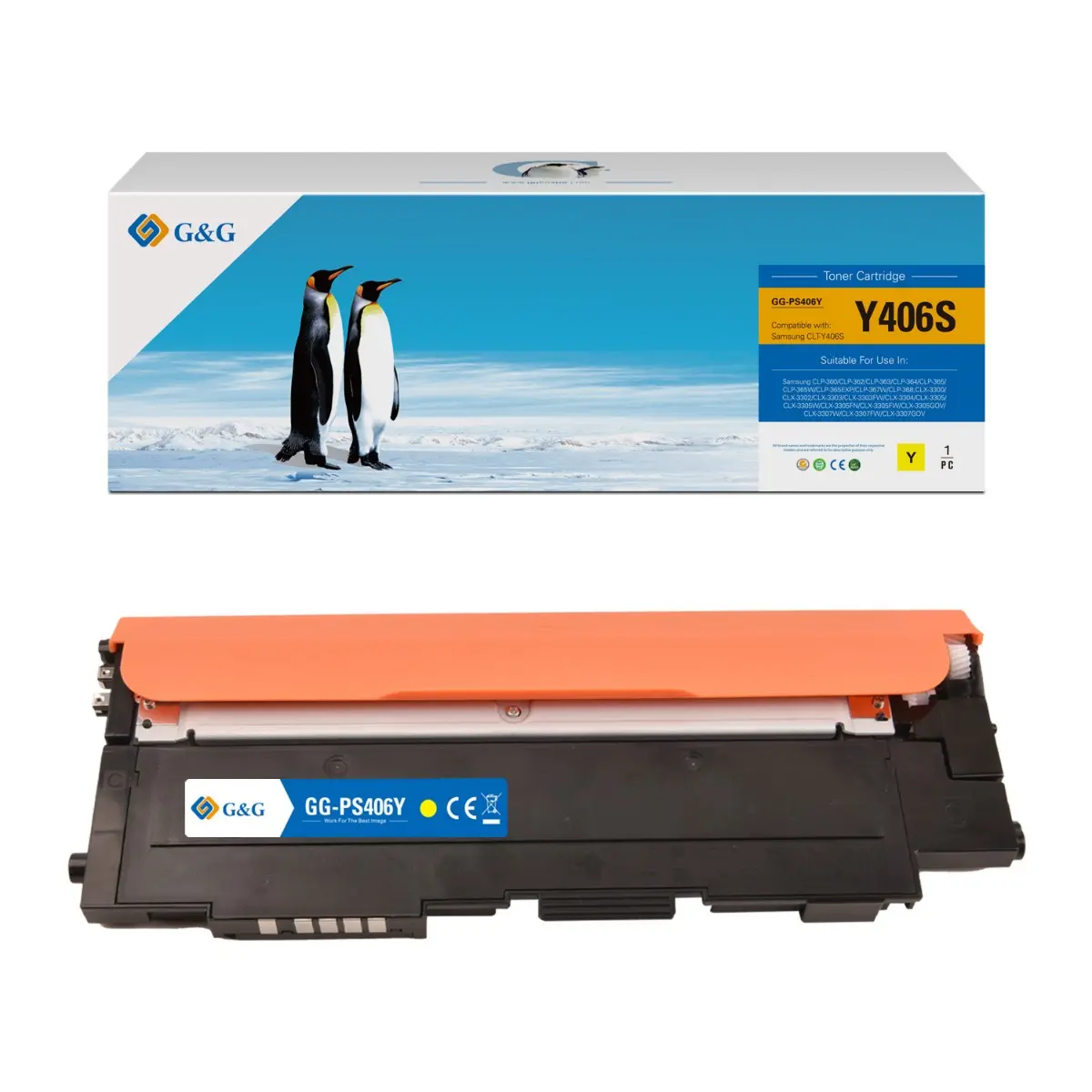 ΚΑΣΕΤΑ ΓΙΑ SAMSUNG CLP360/CLP365/CLX3300/CLX3305 - Κίτρινο - SU462A - CLT-Y406S (CLTY406S) - PN NT-PS406Y - G&G