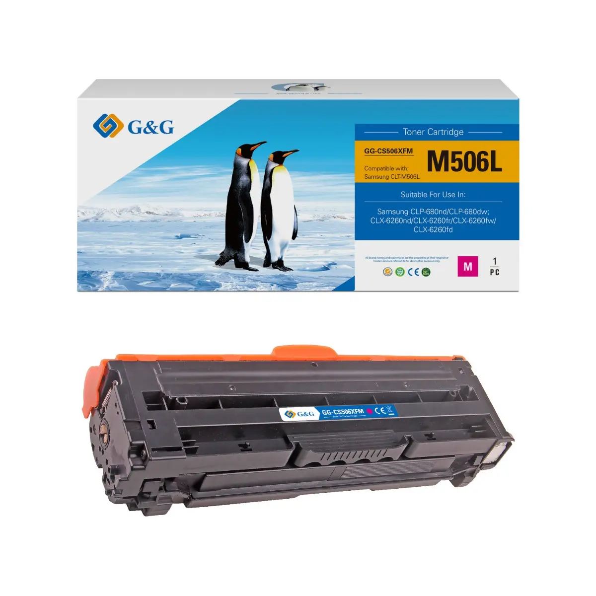 КАСЕТА ЗА SAMSUNG CLP680/CLX6260 - HIGH CAPACITY - Magenta - CLT-M506L (CLTM506L) - SU307A - PN NT-CS506XMJJ/NT-CS506XFM - G&G