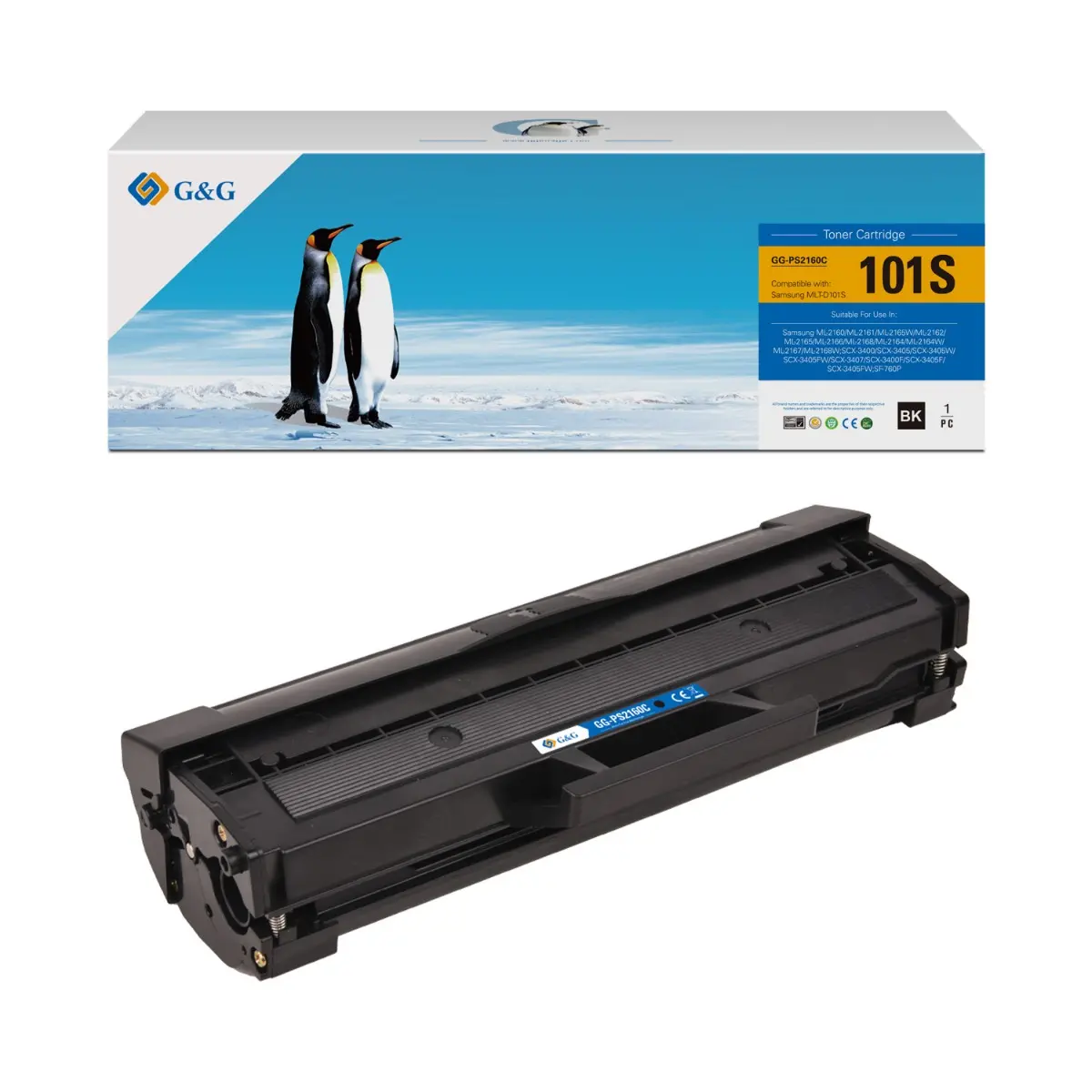 ΚΑΣΕΤΑ ΓΙΑ SAMSUNG ML 2160/2162/2165/2165W/2168/SCX 3400/3400F/3405/3405F/3405FW/3405W/SF 760P - MLT-D101S (MLTD101S) - SU700A - Μαύρο - PN NT-PS2160C