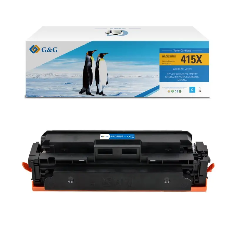 КАСЕТА ЗА HP Color Laserjet PRO M454dn/M454dw/MFP M479dw/M479fdn/M479fdw - HIGH CAPACITY - WITH CHIP / С ЧИП - Cyan - /415X/ - W2031X - PN NT-PH2031XC - G&G