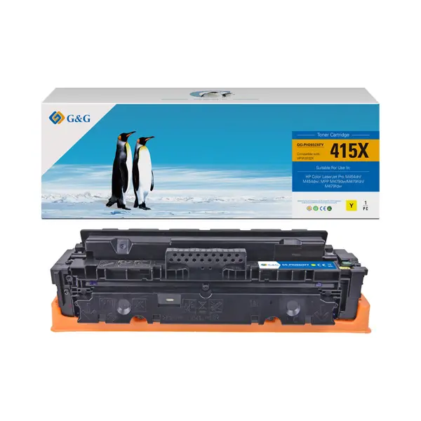 Cartuș toner, G&G NT-PH2032XY, capacitate mare, cu cip, Galben – compatibil cu HP W2032X (415X), Color LaserJet Pro M454dn/M454dw/MFP