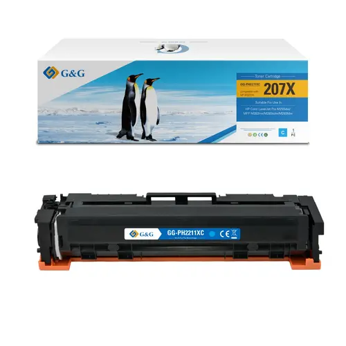 КАСЕТА ЗА HP Color Laserjet PRO M255dw/MFP M282nw/M283cdw/M283fdw - HIGH CAPACITY - /207X/ - Cyan - W2211X - PN NT-PH2211XC - G&G