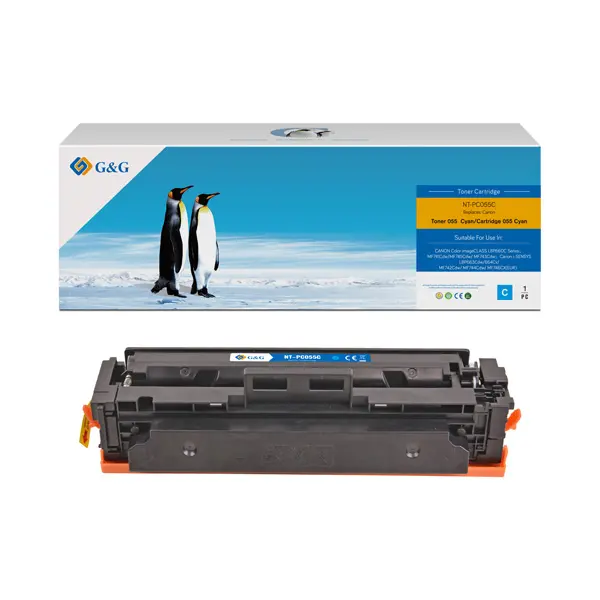 КАСЕТА ЗА CANON i-SENSYS LBP662/LBP663/MF742/MF745/MF746 - 3019C002AA - CRG-055C (CRG055C) - Cyan - WITHOUT CHIP / БЕЗ ЧИП - PN NT-PC055C - G&G