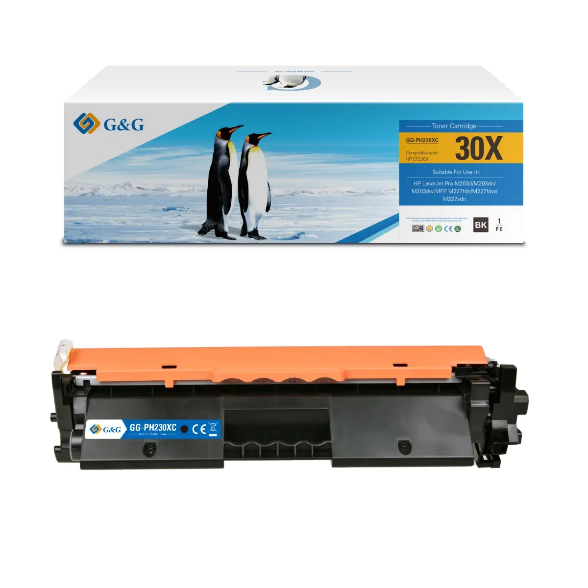 КАСЕТА ЗА HP Laserjet Pro M203d/M203dn/M203dw/MFP M227fdn/M227fdw/M227sdn - HIGH CAPACITY - Black - /30X/ - CF230X - WITH CHIP / С ЧИП - PN NT-PH230XC - G&G