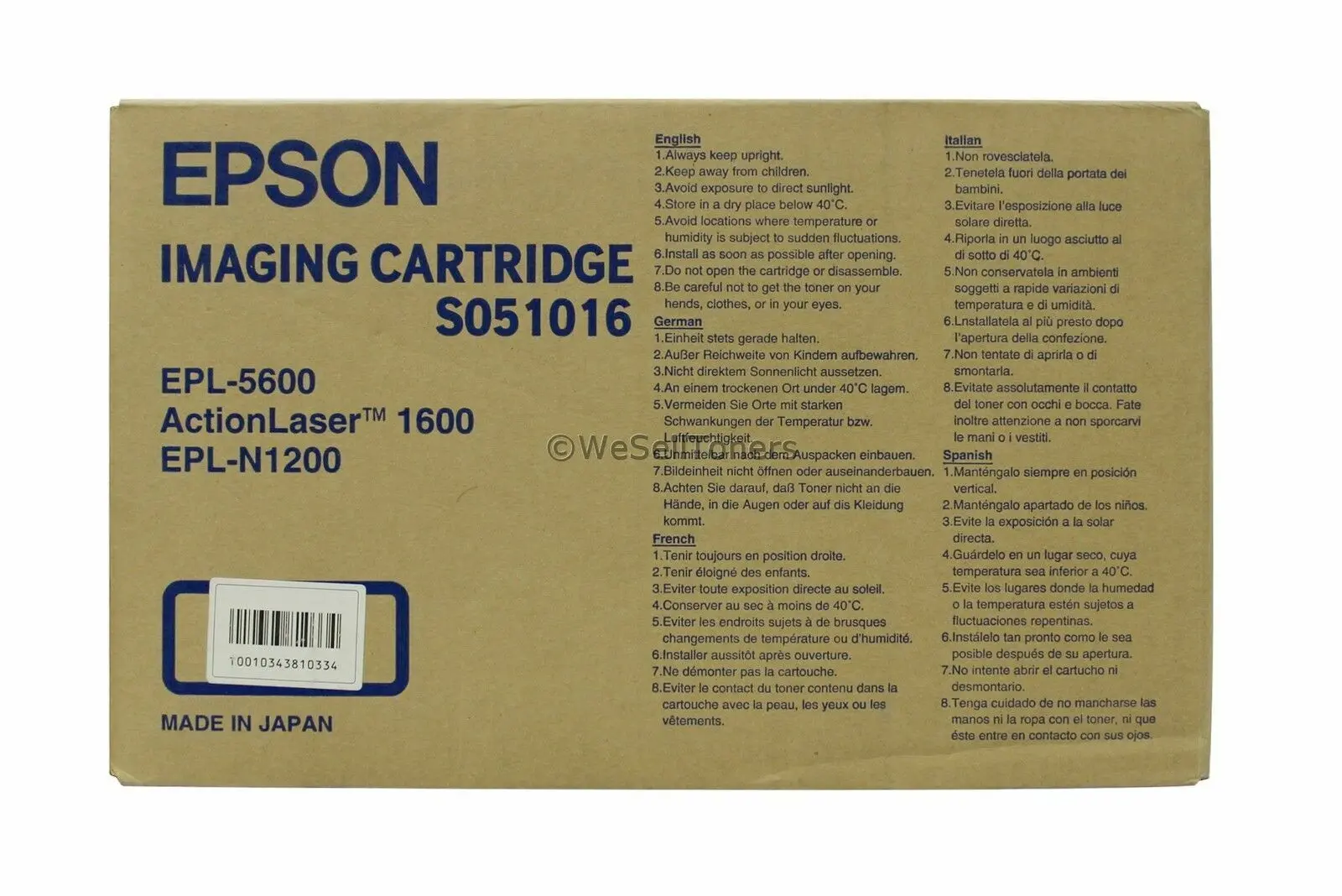 ΚΑΣΕΤΑ ΓΙΑ EPSON EPL 5600/N1200 - Μαύρο - PN S051016 / C13S051016