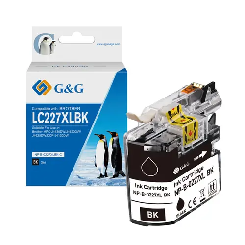 Cap de imprimare pentru BROTHER MFC J4420DW/J4620DW/J4625DW/DCP J4120DW - Negru - LC227XLBK (LC-227XLBK) - CAPACITATE MARE - PN NP-B-0227XLBK - G&G - 1