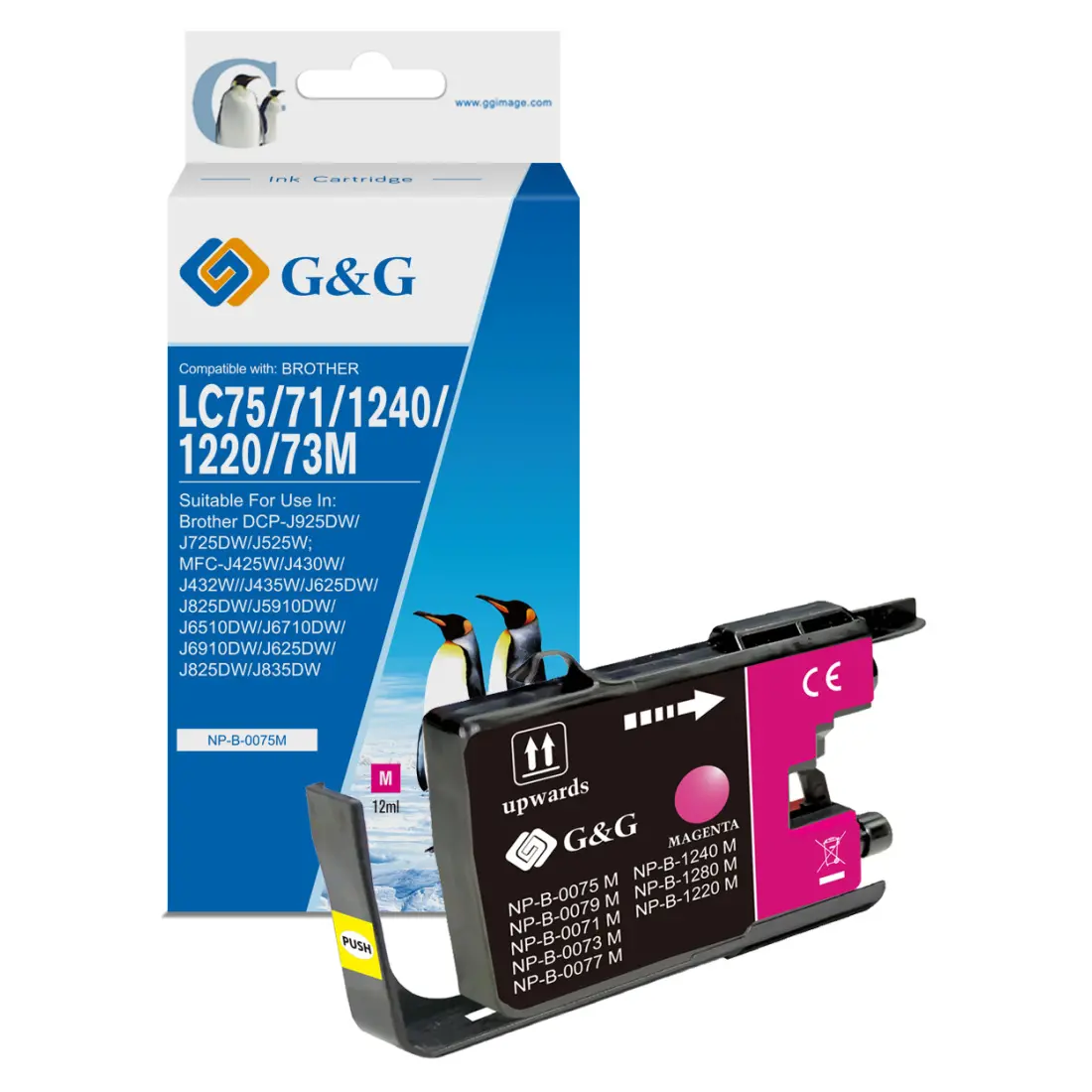 CAP DE IMPRIMARE UNIVERSAL PENTRU BROTHER MFC J6510/J6710/J6910 - Magenta - LC1240M (LC-1240M) / LC75M (LC-75M) - PN NP-B-0075M - G&G