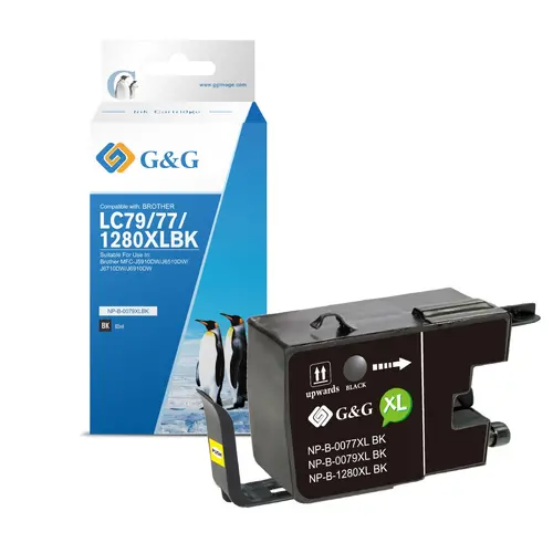 CAP DE IMPRIMARE PENTRU BROTHER MFC J6510/J6710/J6910 - CAPACITATE MARE - Negru - LC1280XLBK (LC-1280XLBK) - PN NP-B-0079XLBK - G&G - 1