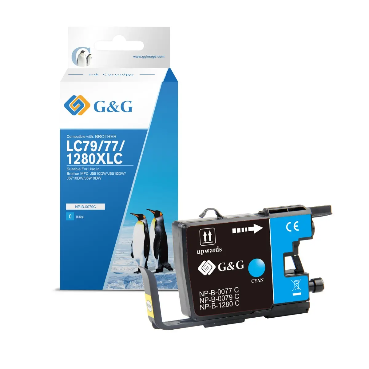 CAP DE IMPRIMARE PENTRU BROTHER MFC J6510/J6710/J6910 - Cyan - LC1280C (LC-1280C) - PN NP-B-0079C - G&G