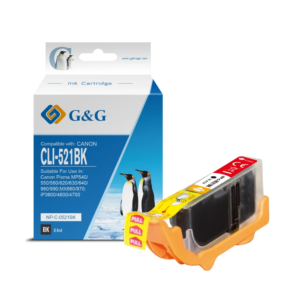ГЛАВА ЗА CANON PIXMA iP 3600/4600/MP 540/620/630/980 - Black - ink tank - WITH CHIP / С ЧИП - /521/ - CLI-521B (CLI521B) - 2933B001 - PN NC-R00521BK/C - G&G