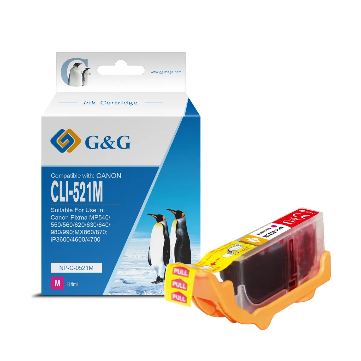 ГЛАВА ЗА CANON PIXMA iP 3600/4600/MP 540/620/630/980 - Magenta - ink tank - WITH CHIP / С ЧИП - /521/ - CLI-521M (CLI521M) - 2935B001AA - PN NC-R00521M/C - G&G