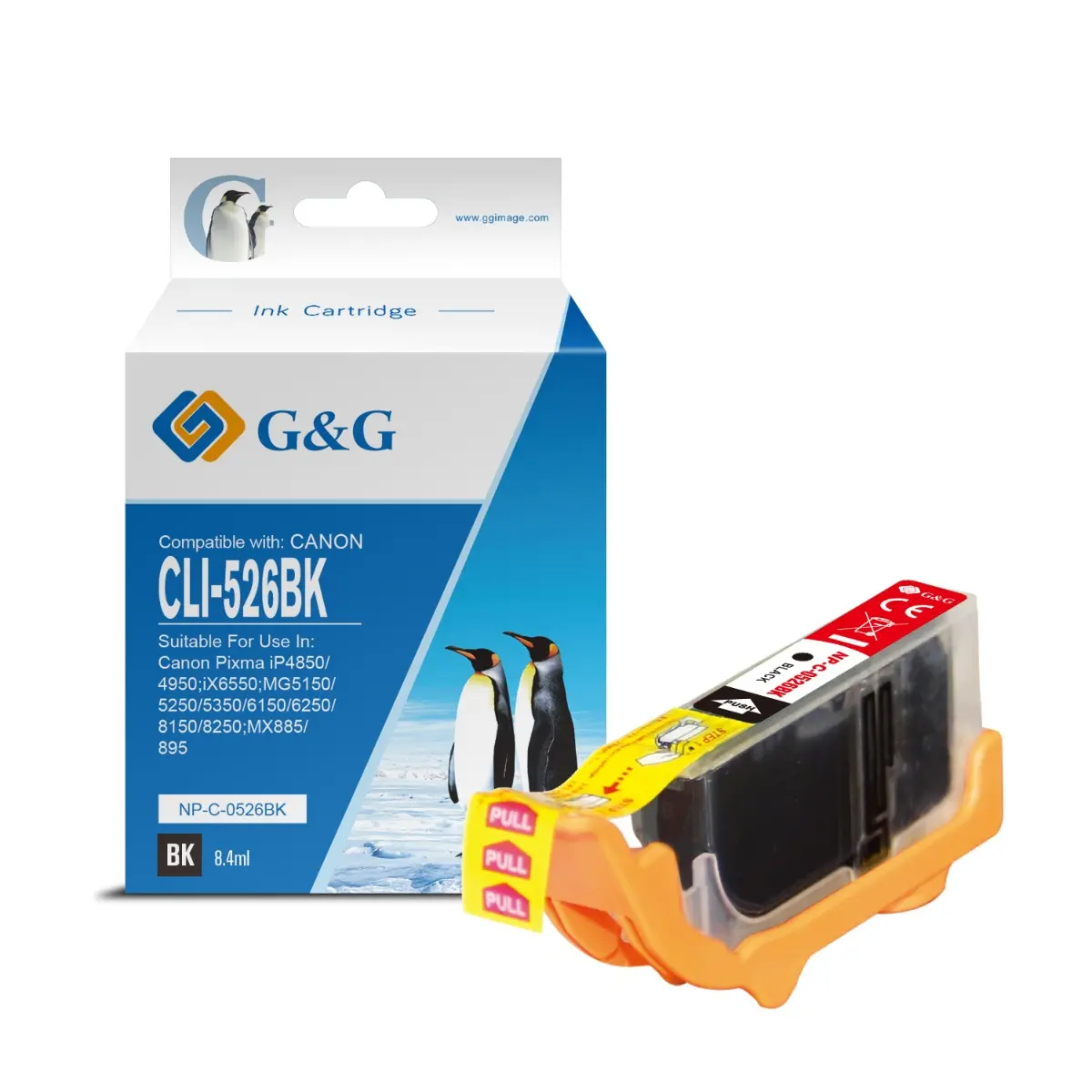 ГЛАВА ЗА CANON PIXMA iP 4850/MG 5150/5250/6150/8150 - Black - ink tank - WITH CHIP / С ЧИП - /526/ - CLI-526BK (CLI526BK) - BS4540B001AA - PN NP-C-0526BK/C - G&G