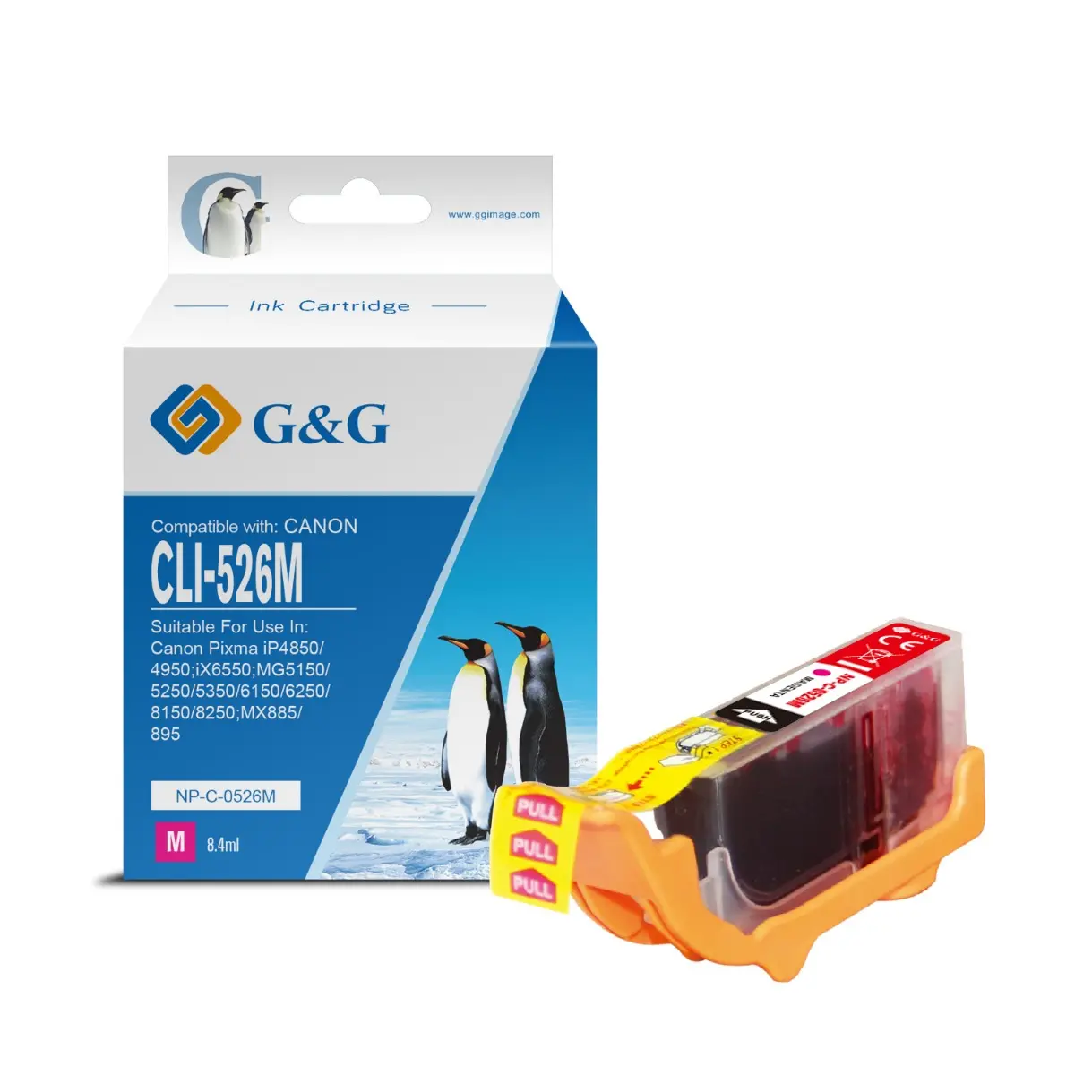 ГЛАВА ЗА CANON PIXMA iP 4850/MG 5150/5250/6150/8150 - Magenta - ink tank - WITH CHIP / С ЧИП - /526/ - CLI-526M (CLI526M) - 4542B001 - PN NP-C-0526M/C - G&G