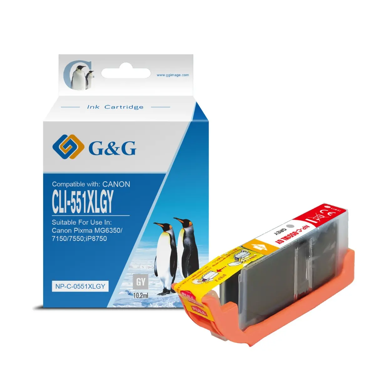 ГЛАВА ЗА CANON PIXMA IP 7250/PIXMA MG 5450/6350 - Grey - ink tank - WITH CHIP / С ЧИП - HIGH CAPACITY - /551/ - CLI-551XLGY (CLI551XLGY) - 6447B001AA - PN NP-C-0551XLGY/C - G&G