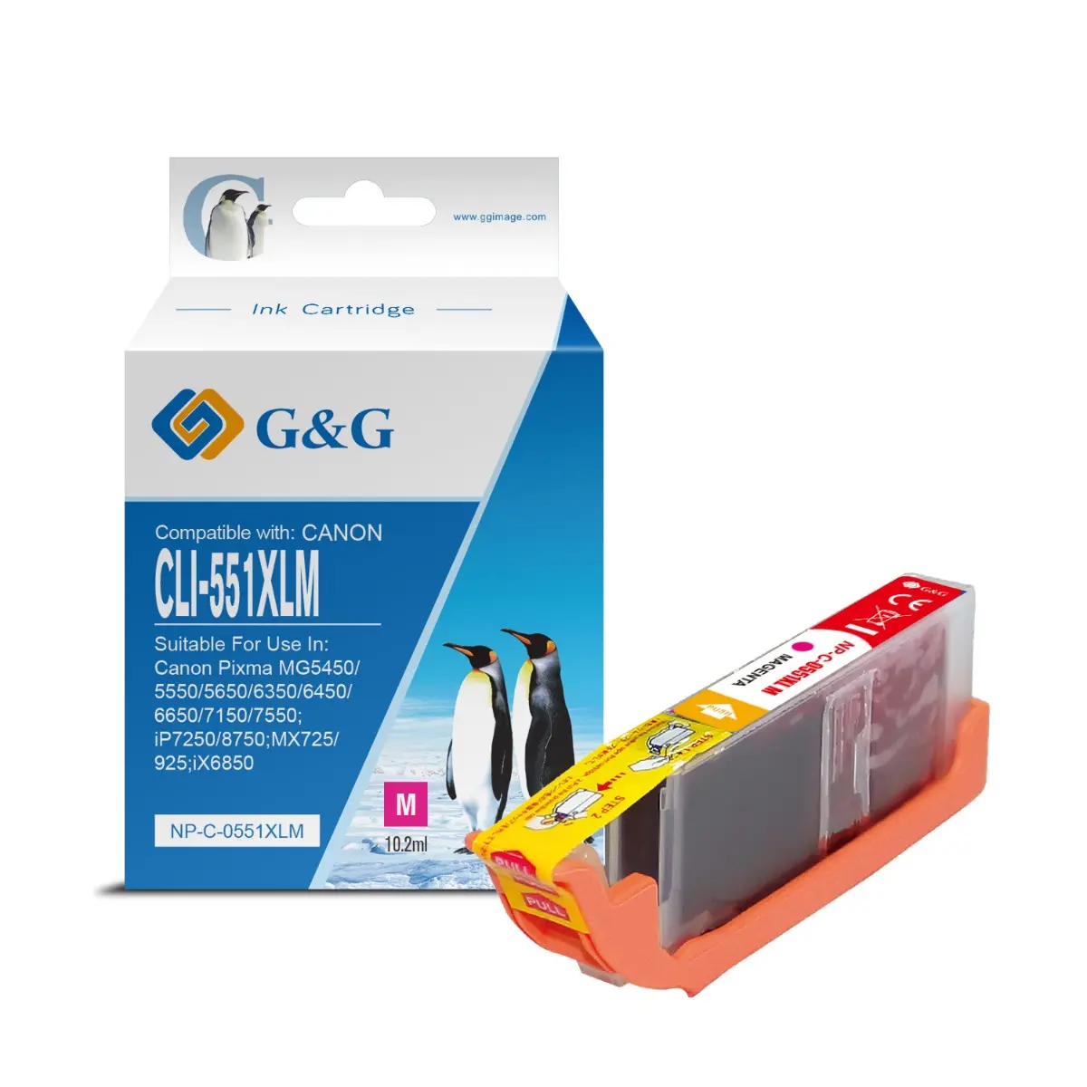 ГЛАВА ЗА CANON PIXMA IP 7250/PIXMA MG 5450/6350 - Magenta - ink tank - WITH CHIP / С ЧИП - HIGH CAPACITY - /551/ - CLI-551XLM (CLI551XLM) - BS6445B001AA - PN NP-C-0551XLM/C - G&G