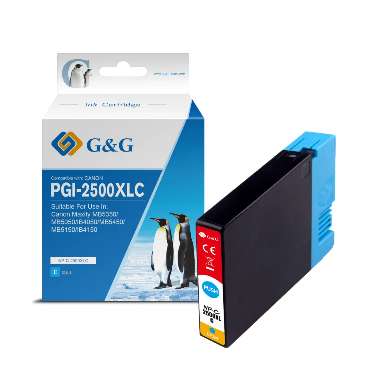 ГЛАВА ЗА CANON MAXIFY MB 5350/5050/IB 4050 - HIGH CAPACITY - Cyan - ink cartridge - /2500/ - PGI-2500XLC (PGI2500XLC) - 9265B001 - PN NP-C-2500XLC(PG) - G&G