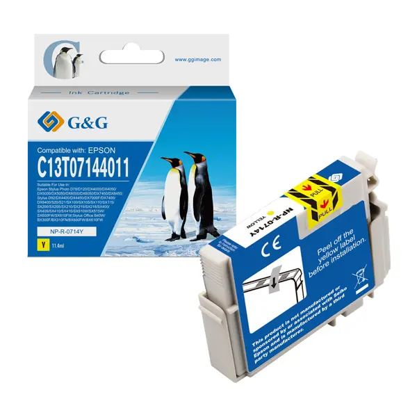 ГЛАВА ЗА EPSON D78/92/120/DX 4000/4050/4400/4450/5000/5050/6000/50/7000F/7400/50/S20/SX 205/400/NX 400/BX 300F - Yellow - T0714/T0894/T1004 - PN NP-R-0714Y - G&G