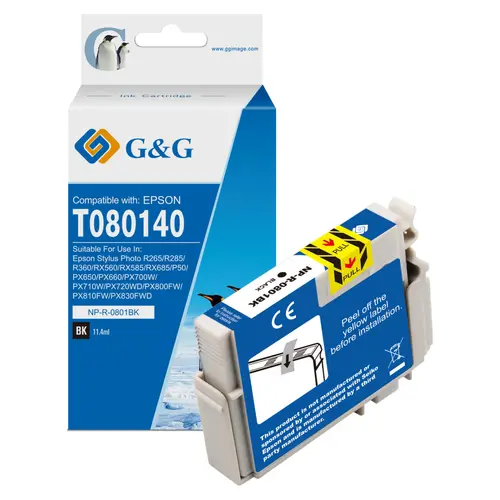 Cap de imprimare pentru EPSON STYLUS PHOTO R 265/360/RX 560/585/685/P 50/PX 650/660/700/710/720/800/810 - Negru - T0801BK - G&G - 1