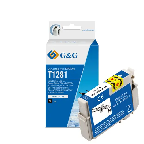 Κεφαλή εκτύπωσης για Epson Stylus Office BX 305F/305FW/Stylus S22/SX 125/420W/425W - C13T12814011 - Μαύρο - T1281BK (P) - G&G - 1