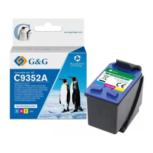 ГЛАВА ЗА HP Deskjet 3910/3915/3918/3920/3930/3938/3940/D1311/D1320/D1330/D1341/D1360/D1368/D1455/D1460/D2330/D2360/D2430/D2460/D4263/D4363/F325/F340 - Color - C9352AE - PN NH-RC9352XLCMY - /22/ - G&G