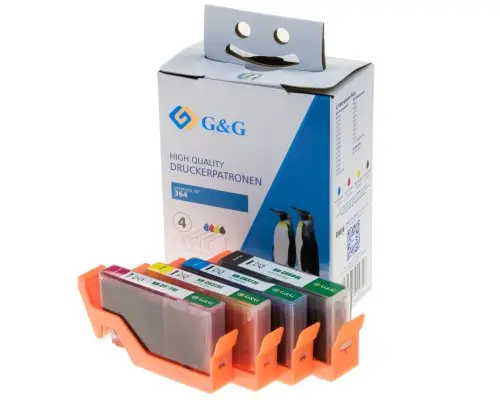 Комплект 4 печатащи глави, G&G NP-H684EXLBK PACK, висок капацитет – съвместим с HP CN684E/CB323E/CB324E/CB325E (364XL), Photosmart C5380/C6380/D5460/Photosmart Pro B8550