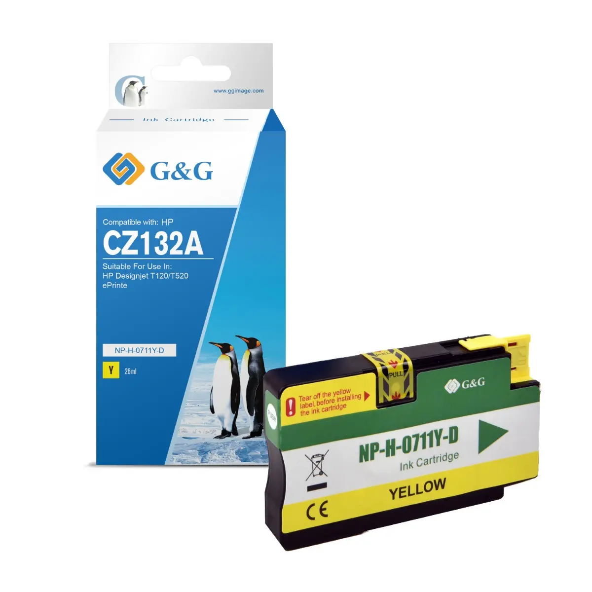 Печатаща глава, G&G, Yellow – съвместима с HP CZ132A (711Y), DesignJet T120/T520 e-Printer series