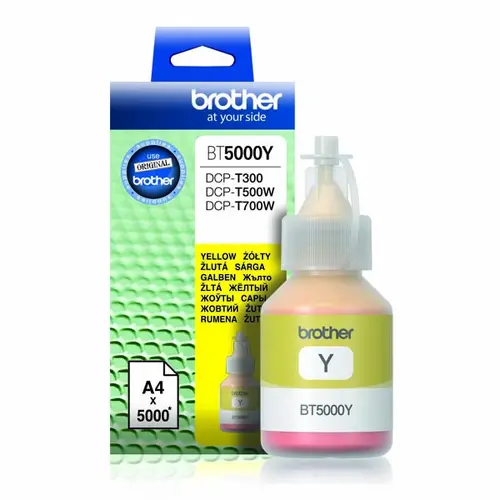 ΜΠΟΥΚΑΛΙ ΜΕΛΑΝΙΟΥ ΓΙΑ BROTHER DCP T300/T500W/T700W - Μπουκάλι μελανιού - Κίτρινο - PN BT5000Y (BT-5000Y) - 1