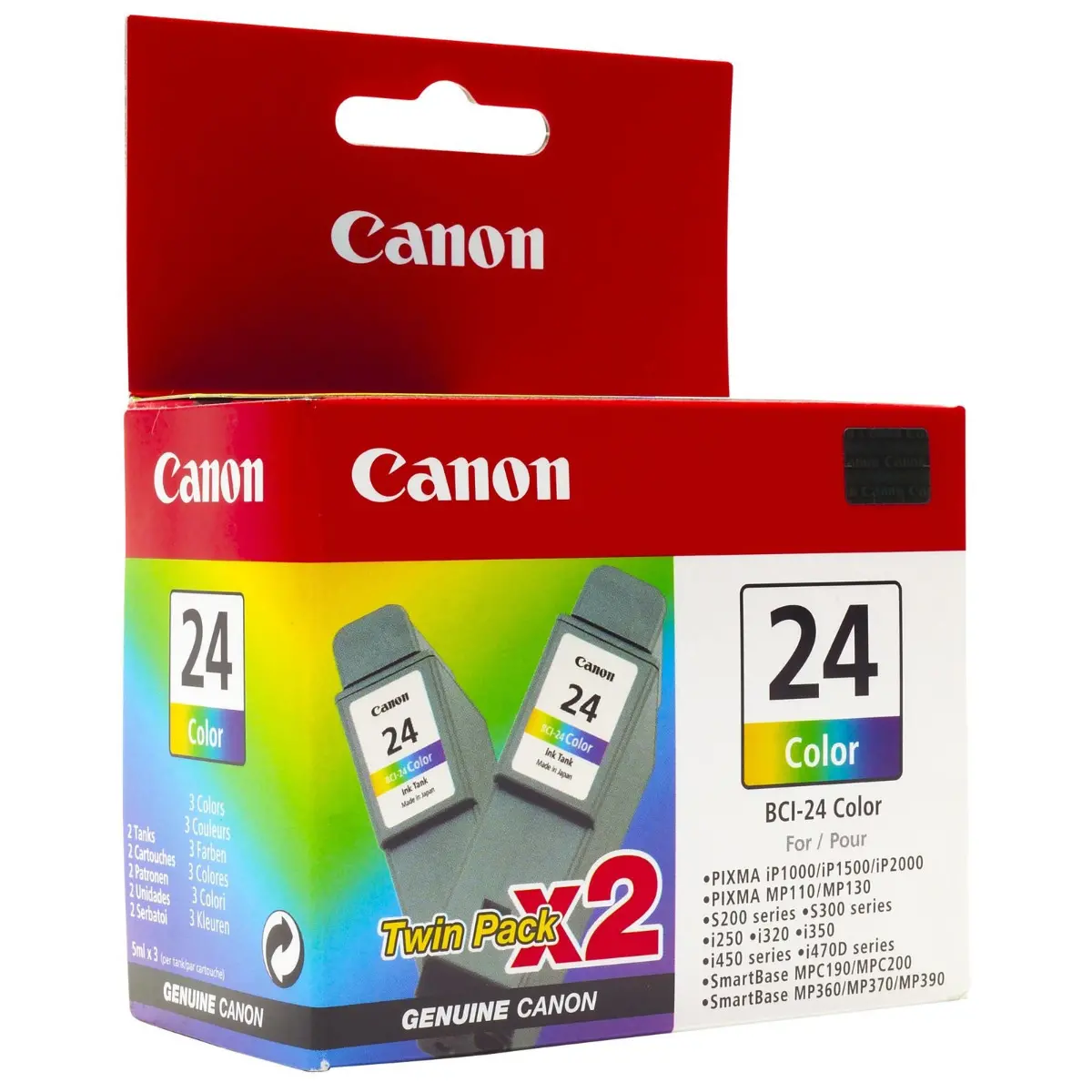 ΣΕΤ 2 ΚΕΦΑΛΕΣ ΕΚΤΥΠΩΣΗΣ ΓΙΑ CANON iP 1000/1500/2000/S200/300/i250/320/450 - Έγχρωμες - ΔΙΠΛΗ ΣΥΣΚΕΥΑΣΙΑ - BCI-24C (BCI24C) - PN 6882A009