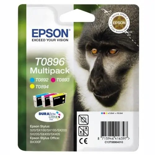 SET 3 CAPETE DE IMPRIMARE PENTRU EPSON STYLUS S 20/SX 100/105/200/205/400/405/BX 300F - PACHET MULTIPLU - C/M/Y - PN C13T08964010 - 1