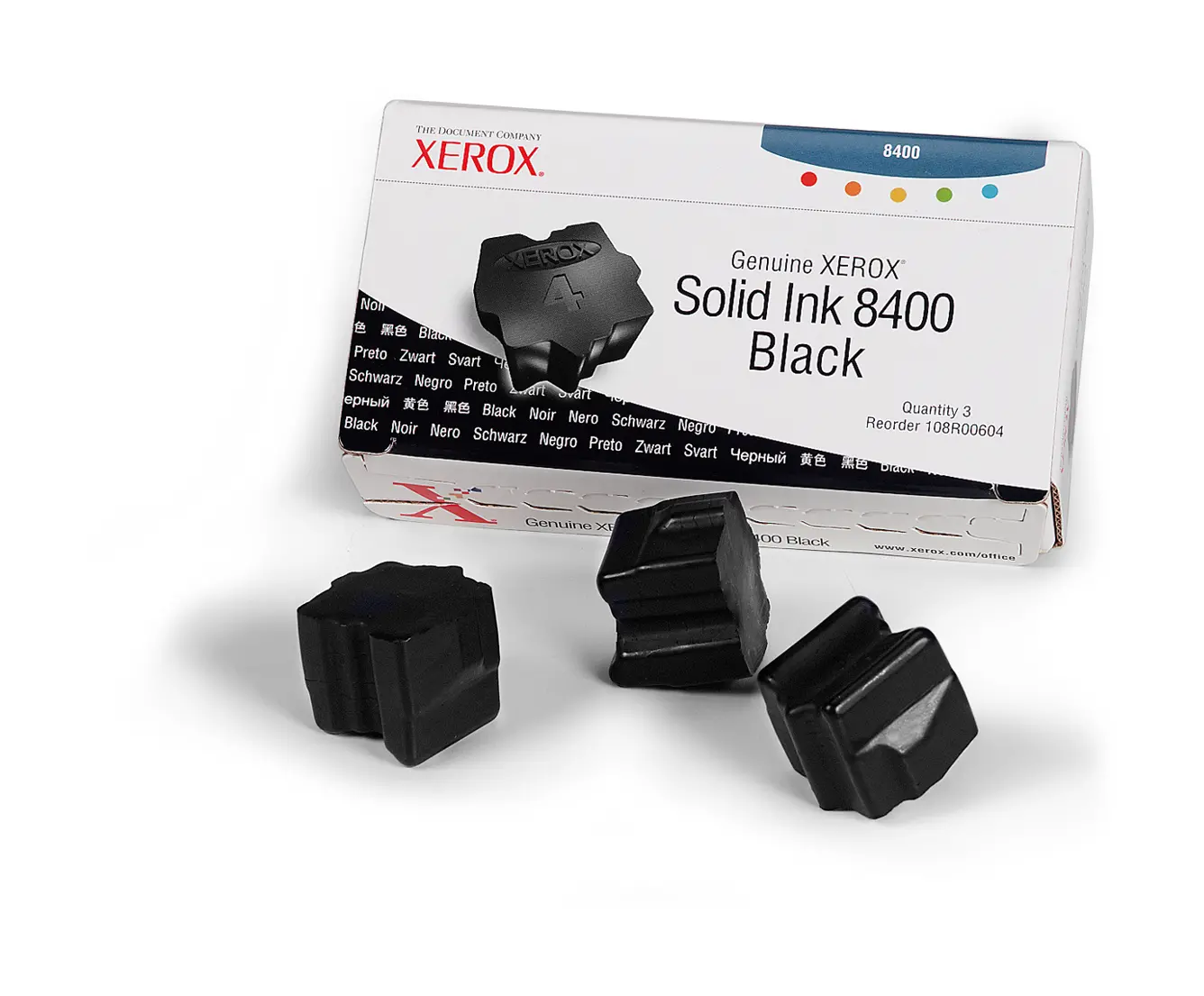 CERNEALĂ PENTRU XEROX ColorStix PHASER 8400 - Negru - 3 buc. bastoane de cerneală - OUTLET - PN 108R00604