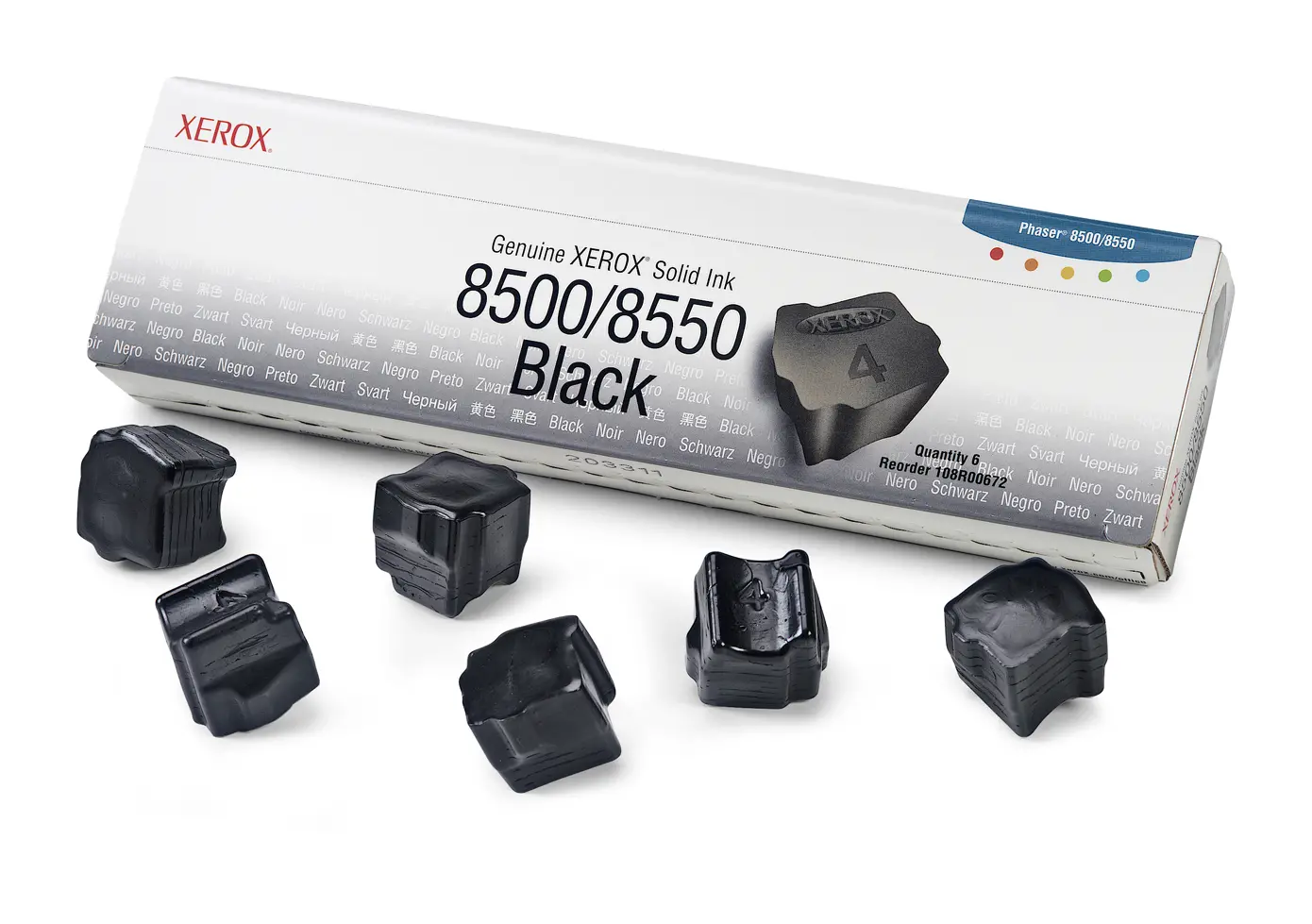 CERNEALĂ PENTRU XEROX ColorStix PHASER 8500/8550 - cerneală 6 bastoane negre - OUTLET - PN 108R00672