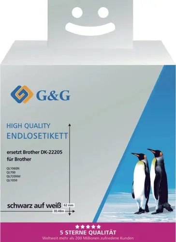 ЛЕНТА ЗА ЕТИКЕТНИ ПРИНТЕРИ BROTHER ТИП QL - CONTINUOUS PAPER TAPE - 62 mm x 30,48 m - DK22205 (DK-22205) - PN RL-BR-DK22205 - G&G - image 3
