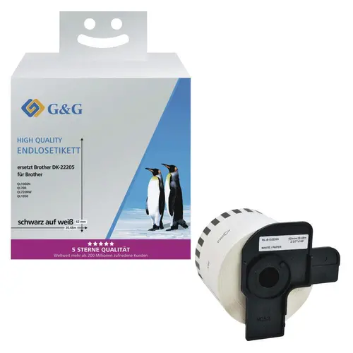 ЛЕНТА ЗА ЕТИКЕТНИ ПРИНТЕРИ BROTHER ТИП QL - CONTINUOUS PAPER TAPE - 62 mm x 30,48 m - DK22205 (DK-22205) - PN RL-BR-DK22205 - G&G - image 4